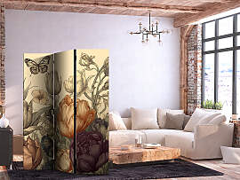 home24 Paravent Tulips in Cream 2-seitig Andere