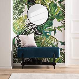 home24 Polsterbank 90 x 46 x 34cm Blau/Marineblau