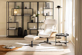 home24 Polsterhocker 52 x 40 x 39cm Weiß/Creme