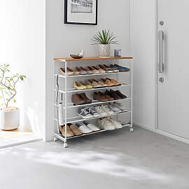 home24 Rollbares Schuhregal Tower 91 x 87 x 26cm