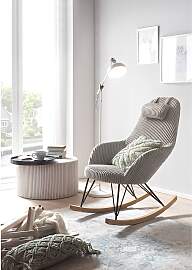 home24 Schaukelstuhl Grau/Grau Cord 102 x 109 x