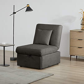 home24 Schlafsessel Grau Chenille Vilte 70 x 95 x