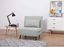 home24 Schlafsessel Grau/Lichtgrau Webstoff Nims
