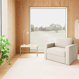 home24 Schlafsessel Sebura Beige Flachgewebe 105 x 