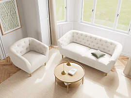home24 Sessel Beige Webstoff Aphra 97 x 78 x 84cm