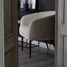 home24 Sessel Fluffy Weiß/Weiß Teddystoff 66 x