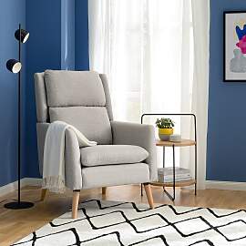 home24 Sessel Goor Grau/Hellgrau Webstoff 73 x 102 