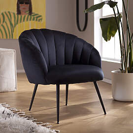 home24 Sessel Schwarz/Schwarz Samt 75 x 80 x 78cm