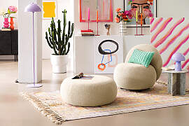 home24 Sessel STOOLA Beige Bouclé Stoff Basima 73 