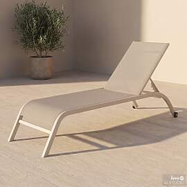home24 Sonnenliege Bruny Polyester Beige/Beige 67