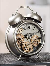 home24 Standuhr Wecker Eisen Ø 20cm Silber