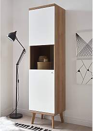 home24 Standvitrine 50 x 197 x 40cm Braun/Weiß