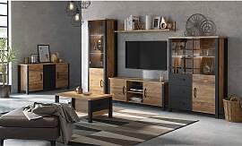 home24 Standvitrine 56 x 191 x 43cm Braun/Fichte