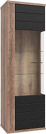 home24 Standvitrine 62 x 197 x 42cm Schwarz/Braun