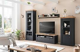 home24 Standvitrine 72 x 201 x 38cm Grau