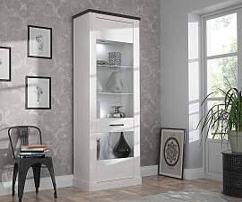 home24 Standvitrine 76 x 211 x 41cm Grau/Weiß