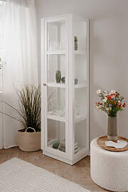 home24 Standvitrine Mejou 56 x 195 x 40cm Weiß