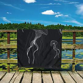 home24 Strandtuch Quallen 90 x 1 x 180cm
