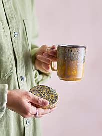 home24 Tasse mit Deckel und Teesieb Yuma Ø 8cm