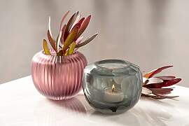 home24 Tischvase 12 x 10 x 12cm Grau/Anthrazit