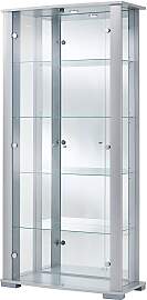 home24 Vitrine Nysa 86 x 178 x 38cm Silber/Silber