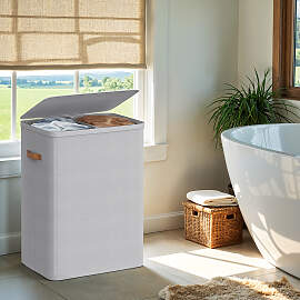 home24 Wäschekorb Beola 56 x 75 x 40cm Grau