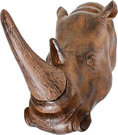 home24 Wanddekoration Nashorn Polyresin Braun 52 x 