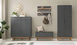 home24 Wandgarderobe 76 x 30 x 25cm Grau/Grau