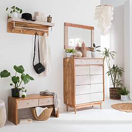 home24 Wandgarderobe 90 x 30 x 25cm Braun/Akazie