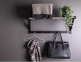 home24 Wandgarderobe Caden 78 x 34 x 32cm Schwarz