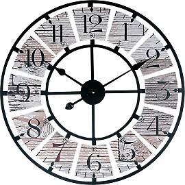 home24 Wanduhr WT 1611 Holz-/Alugehäuse Ø 58cm