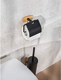 home24 WC-Rollenhalter Orea Bamboo I Edelstahl