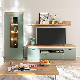 home24 Wohnwand 3-teilig - Vitrine Spanplatte,