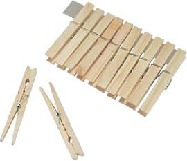 Homéa, Set mit 12 Wäscheklammern, Holz, 10 cm,