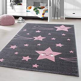 HomebyHome Kinderteppich Rosa Grau 200x290 cm -
