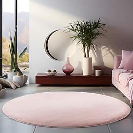 HomebyHome Kurzflor Teppich Wohnzimmer 200 cm Rund 