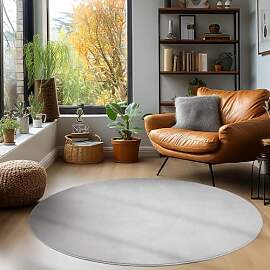 Homebyhome Teppich Wohnzimmer 120cm Rund Silber