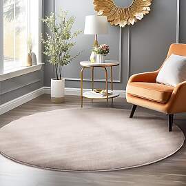 HomebyHome Teppich Wohnzimmer 160cm Rund Beige
