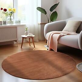 HomebyHome Teppich Wohzimmer 200cm Rund Braun