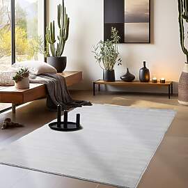 HomebyHome Teppich Wohzimmer 200x290cm Silber
