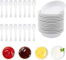 HOMEJOY 16 Stück 7cm Runde Dipschalen PET Weiß