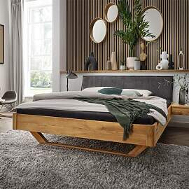HOMELIV. Bett Sangar Komfort Wildeiche Massivholz