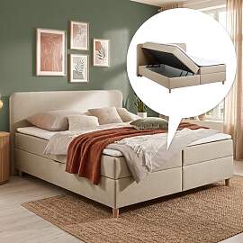 HOMELIV. Boxbett Kannur Webstoff mit Bettkasten