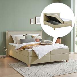 HOMELIV. Boxbett Zibo Webstoff mit Bettkasten
