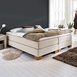 HOMELIV. Boxspringbett Peachland Webstoff ohne