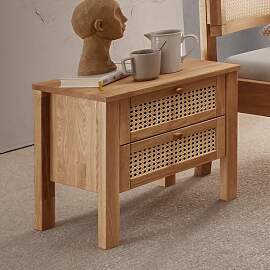 HOMELIV. Nachttisch Faye Eiche Massivholz H 45cm
