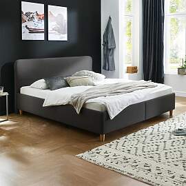 HOMELIV. Polsterbett Kannur Webstoff mit Bettkasten