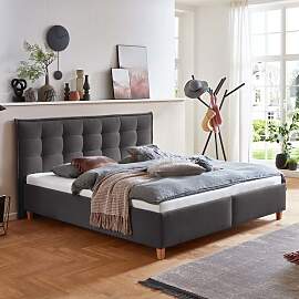 HOMELIV. Polsterbett Lusaka Webstoff mit Bettkasten
