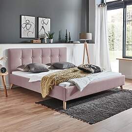 HOMELIV. Polsterbett Maliana Velours/Webstoff