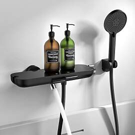 HOMELODY Badewannenarmatur schwarz mit Handbrause, 